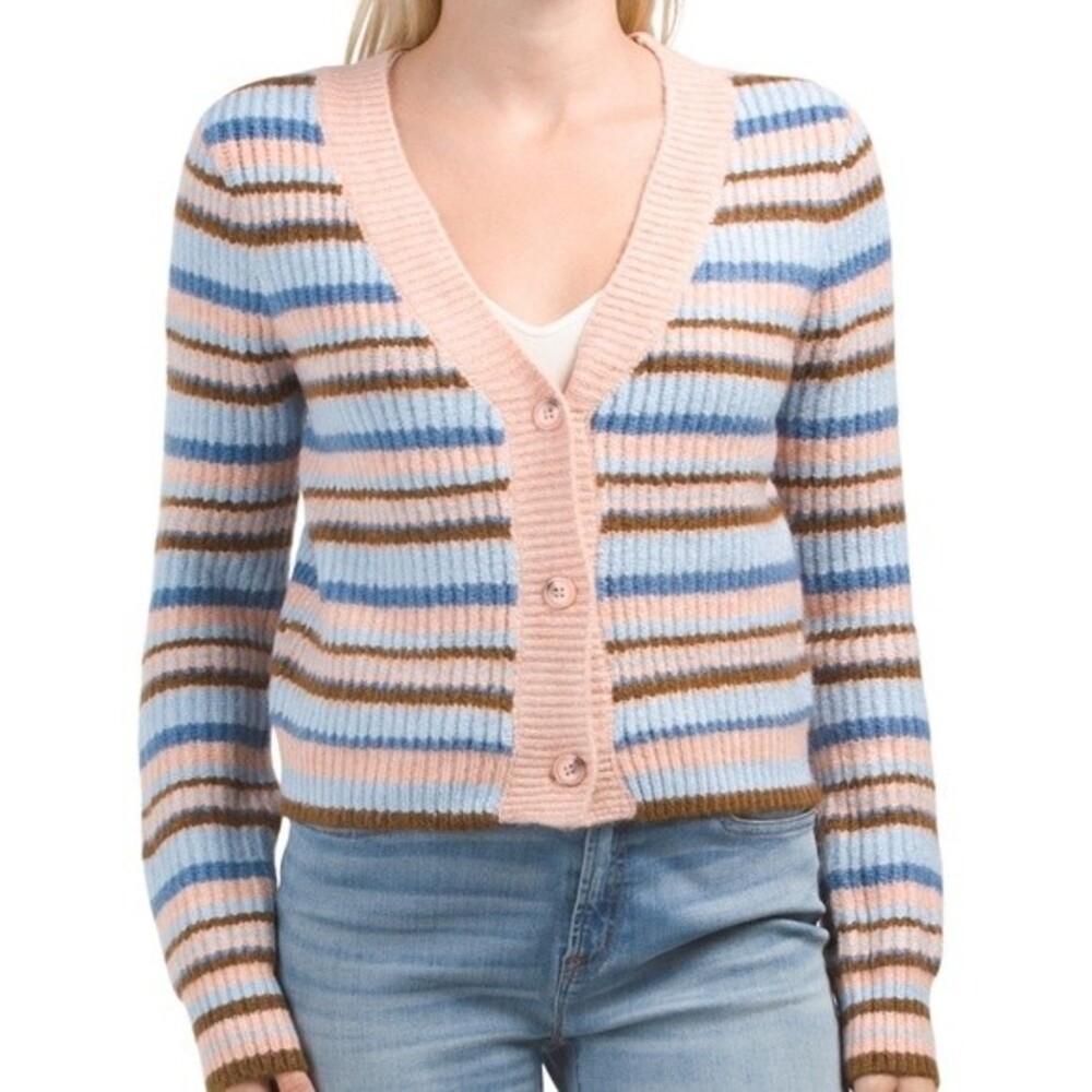 NWT English Factory Knit Striped Cropped Cardigan, Size XS
